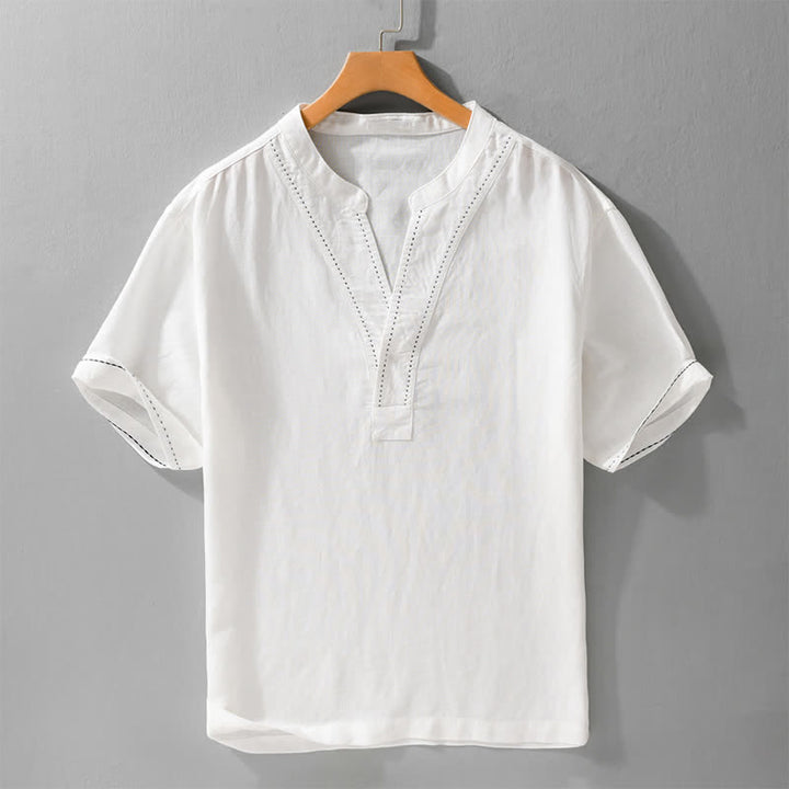 Buddha Stones 夏物カジュアルVネック無地メンズ半袖Tシャツ - 白 - US/UK/AU44、 EU54 (3XL) - image 13