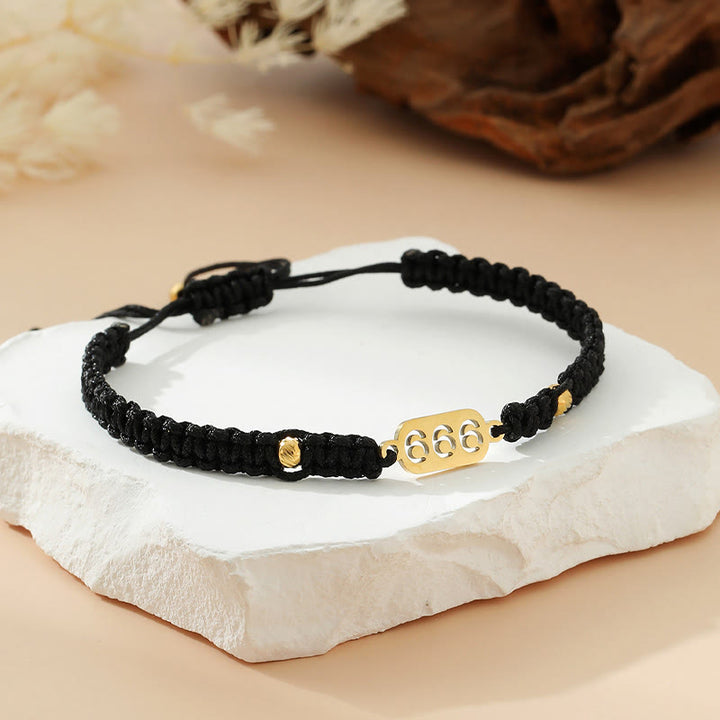 Buddha Stones エンジェルナンバーズ 赤黒編み紐コネクションブレスレット - 666 ブラックストリング - image 29
