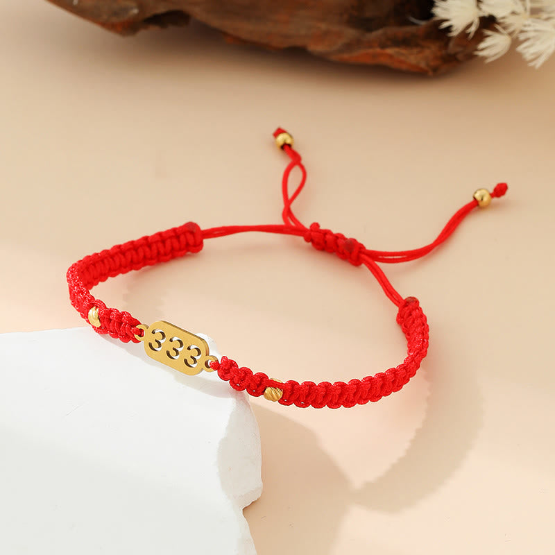 Buddha Stones エンジェルナンバーズ 赤黒編み紐コネクションブレスレット - 333 赤い糸 - image 8