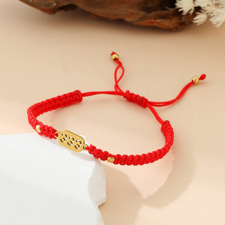 Buddha Stones エンジェルナンバーズ 赤黒編み紐コネクションブレスレット - 333 赤い糸 - image 8