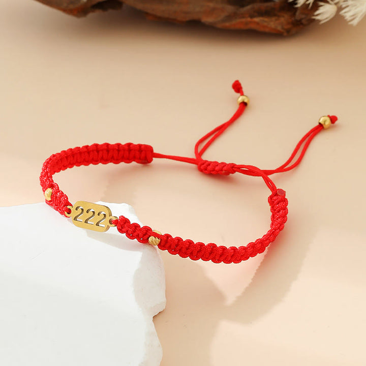 Buddha Stones エンジェルナンバーズ 赤黒編み紐コネクションブレスレット - 222 赤い糸 - image 5