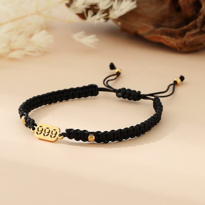 Buddha Stones エンジェルナンバーズ 赤黒編み紐コネクションブレスレット - 999 ブラックストリング - image 39