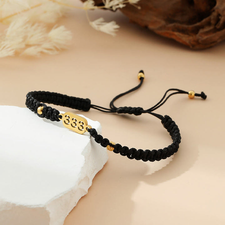 Buddha Stones エンジェルナンバーズ 赤黒編み紐コネクションブレスレット - 333 ブラックストリング - image 13