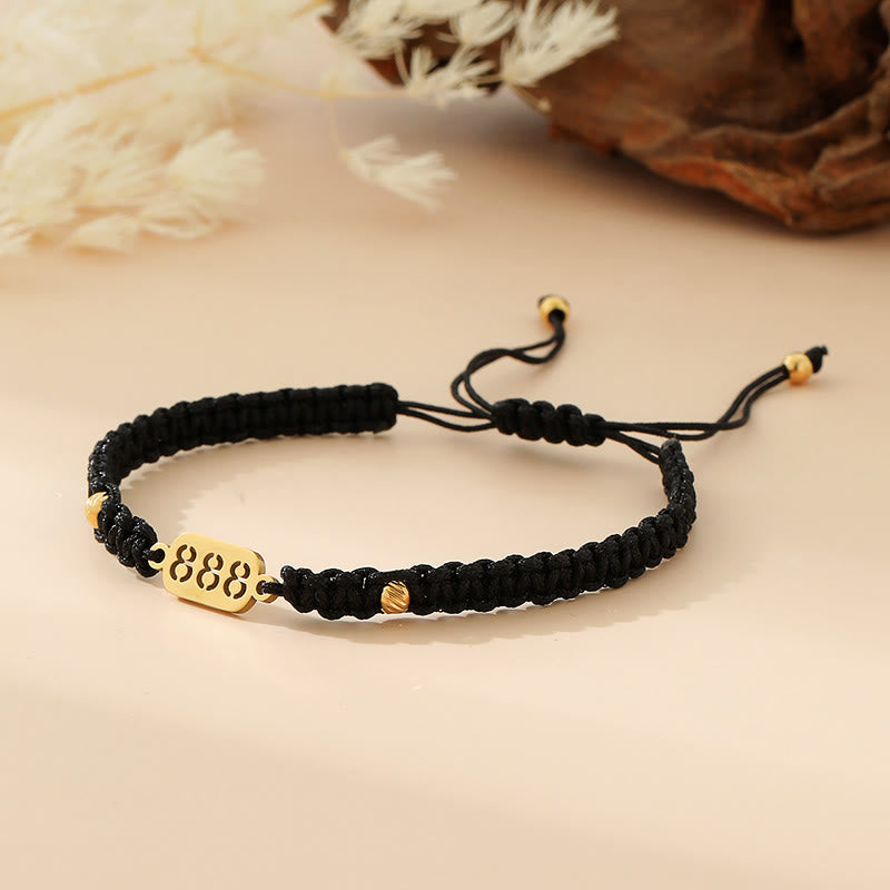 Buddha Stones エンジェルナンバーズ 赤黒編み紐コネクションブレスレット - 888 ブラックストリング - image 35