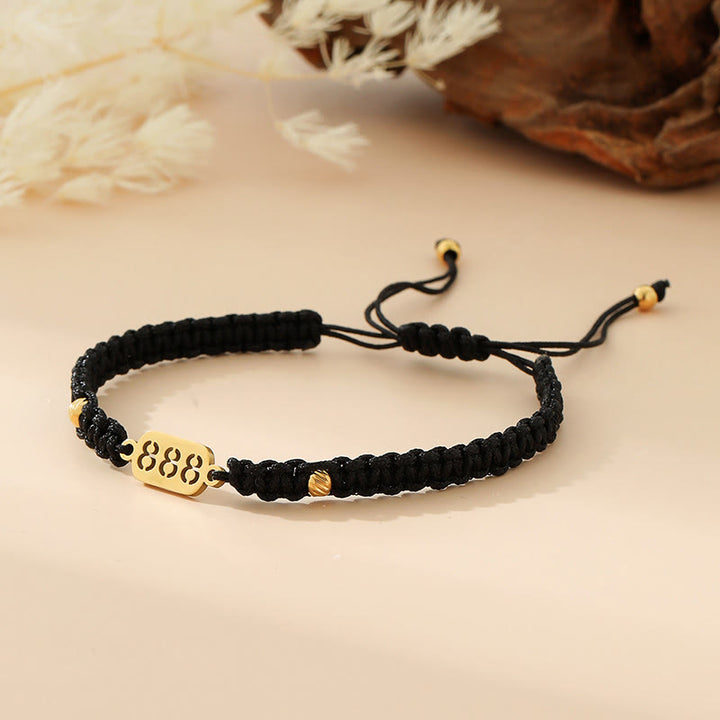 Buddha Stones エンジェルナンバーズ 赤黒編み紐コネクションブレスレット - 888 ブラックストリング - image 35