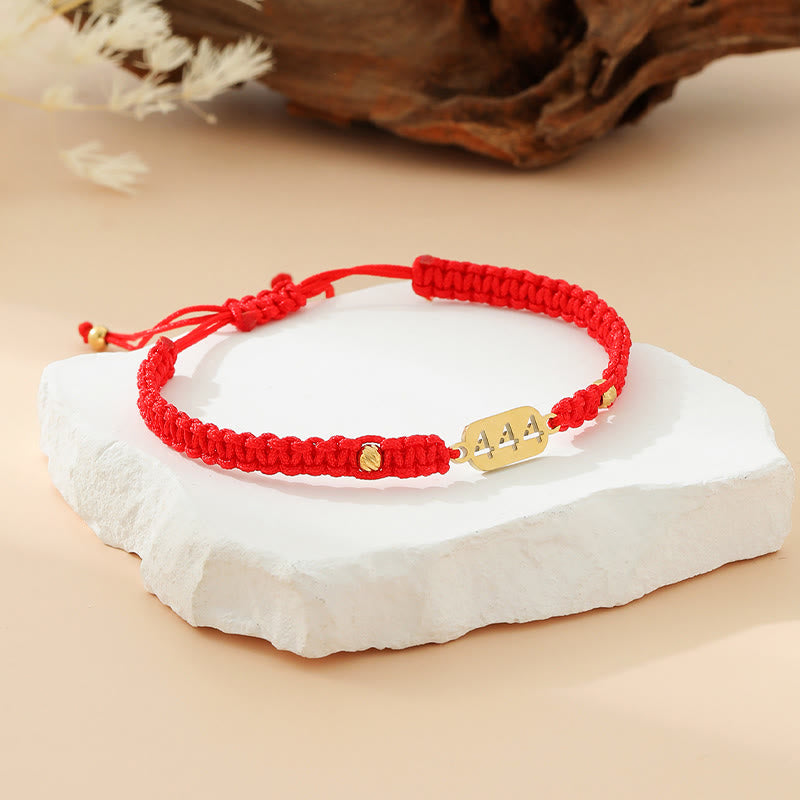 Buddha Stones エンジェルナンバーズ 赤黒編み紐コネクションブレスレット - 444 赤い糸 - image 22