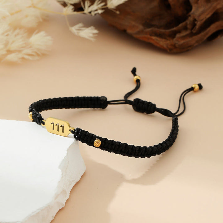 Buddha Stones エンジェルナンバーズ 赤黒編み紐コネクションブレスレット - 111番の黒い弦 - image 2