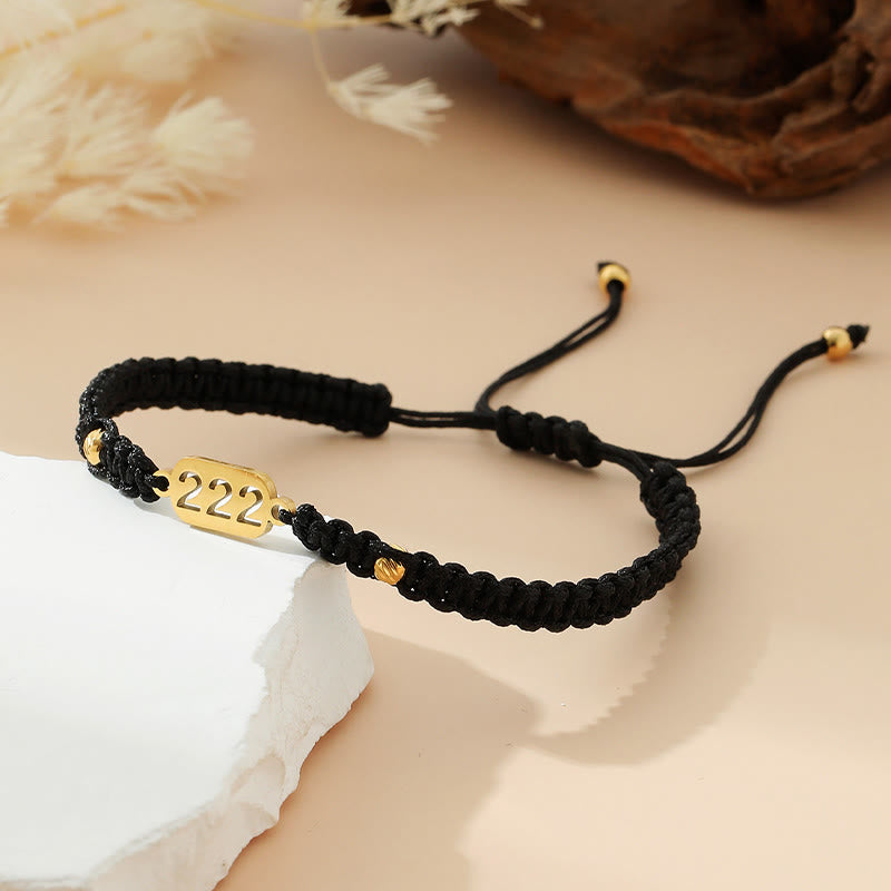 Buddha Stones エンジェルナンバーズ 赤黒編み紐コネクションブレスレット - 222 ブラックストリング - image 6