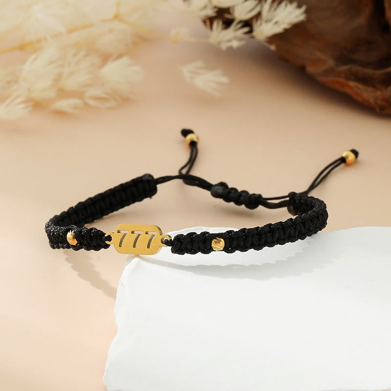Buddha Stones エンジェルナンバーズ 赤黒編み紐コネクションブレスレット - 777 ブラックストリング - image 32