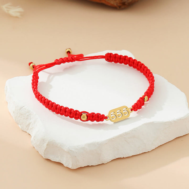 Buddha Stones エンジェルナンバーズ 赤黒編み紐コネクションブレスレット - 555 赤い糸 - image 25