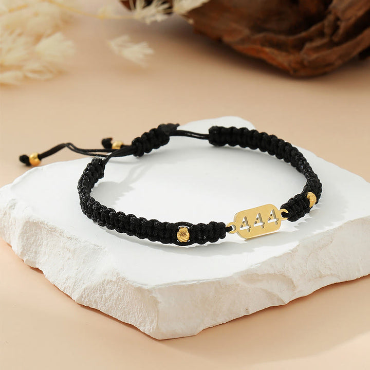 Buddha Stones エンジェルナンバーズ 赤黒編み紐コネクションブレスレット - 444番の黒い弦 - image 23