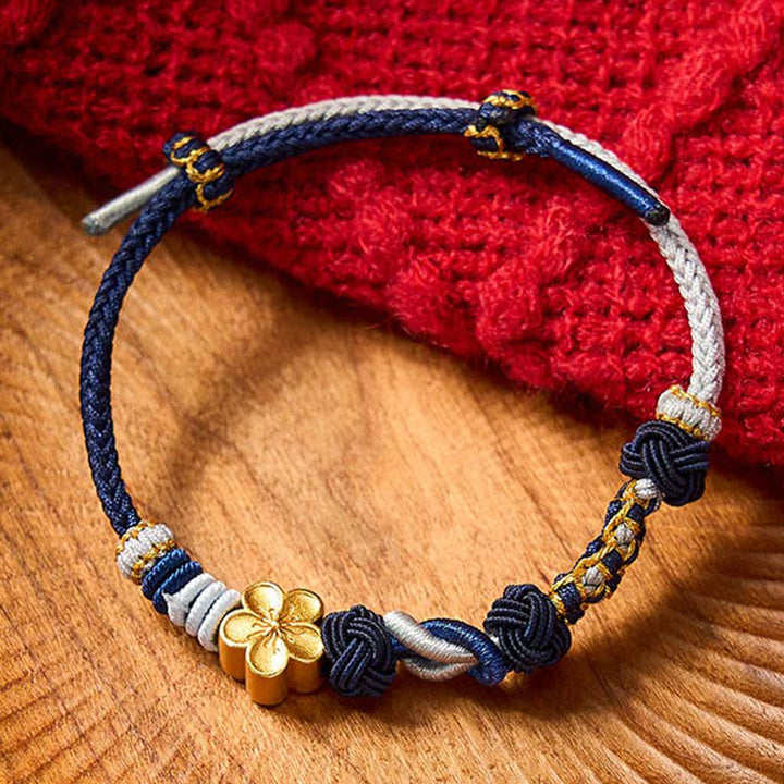Buddha Stones 手織りマルチカラーコード中国結び桃花幸運カップルブレスレット - ネイビーブルー（手首周り15～18cm） - image 8