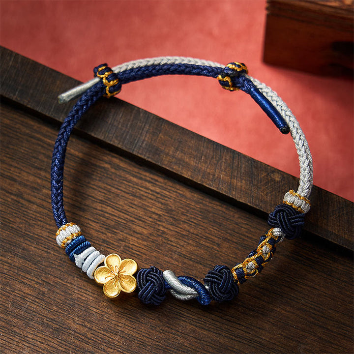 Buddha Stones 手織りマルチカラーコード中国結び桃花幸運カップルブレスレット - image 10