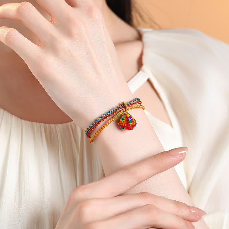 Buddha Stones トリプルラップ カラフルストリングコード フェイス ハンドウーブン ブレイドブレスレット - image 9