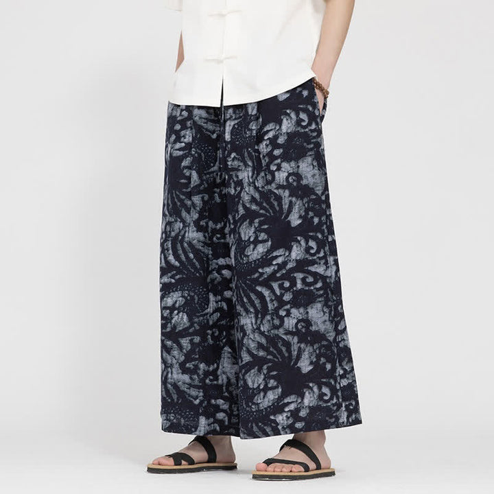 Buddha Stones 夏物 ボヘミアン カジュアル ドローストリング アブストラクト クロップドパンツ メンズ ストレートレッグパンツ ポケット付き - ダークスレートグレー - US/UK/AU48、 EU58(5XL) - image 7