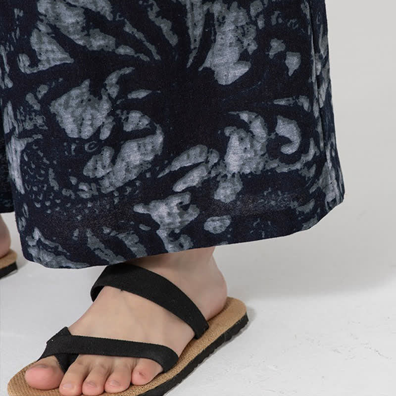Buddha Stones 夏物 ボヘミアン カジュアル ドローストリング アブストラクト クロップドパンツ メンズ ストレートレッグパンツ ポケット付き - image 16