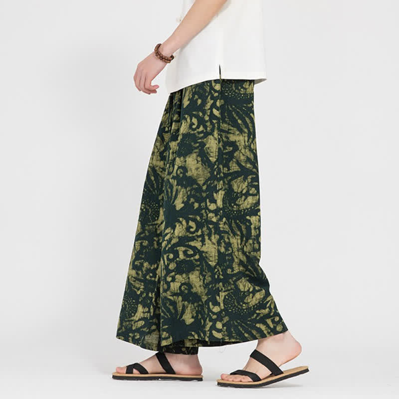 Buddha Stones 夏物 ボヘミアン カジュアル ドローストリング アブストラクト クロップドパンツ メンズ ストレートレッグパンツ ポケット付き - image 4