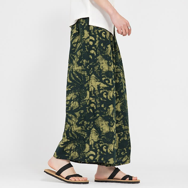 Buddha Stones 夏物 ボヘミアン カジュアル ドローストリング アブストラクト クロップドパンツ メンズ ストレートレッグパンツ ポケット付き - image 6