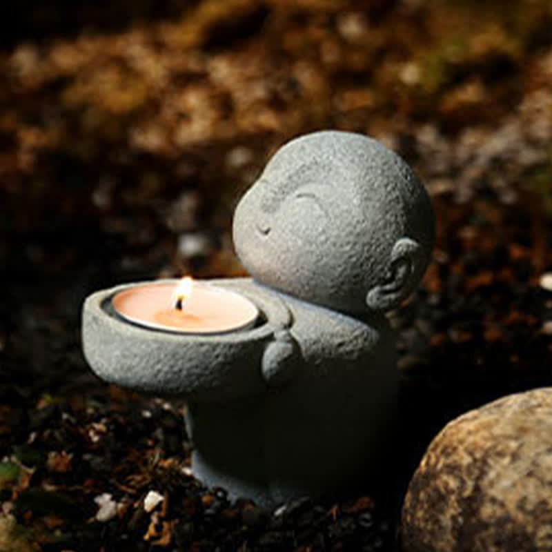 Buddha Stones 樹脂製仏陀静寂キャンドルホルダー像装飾品（キャンドルなし） - image 3