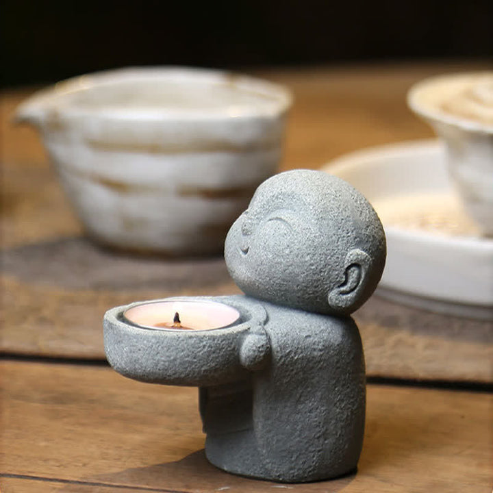 Buddha Stones 樹脂製仏陀静寂キャンドルホルダー像装飾品（キャンドルなし） - image 1