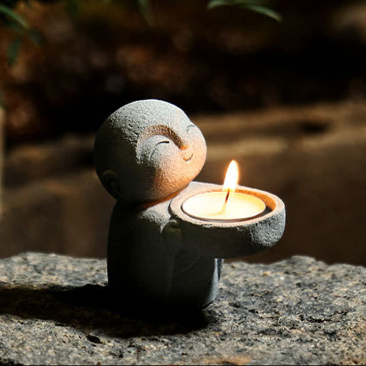 Buddha Stones 樹脂製仏陀静寂キャンドルホルダー像装飾品（キャンドルなし） - 仏陀（慈悲♥静穏） - image 0