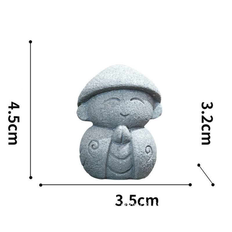 Buddha Stones 樹脂製小型祈祷地蔵仏像 慈悲瞑想像 - フード付き 4.5×3.5×3.2cm - image 1