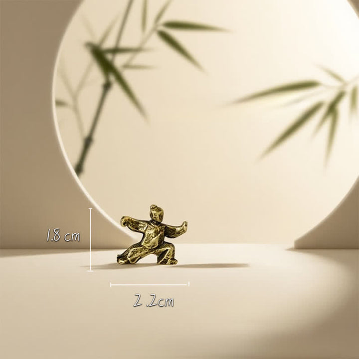 Buddha Stones 銅製ハーモニー 太極拳戦士 ミニ禅装飾フィギュア - サイドスタンス 2.2×1.8cm - image 1