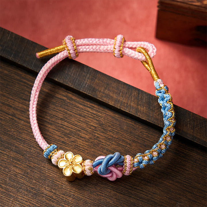 Buddha Stones マンダラ模様の編み込みロープ製自信ブレスレット - ピンク - フラワーアクセサリー付き - image 26