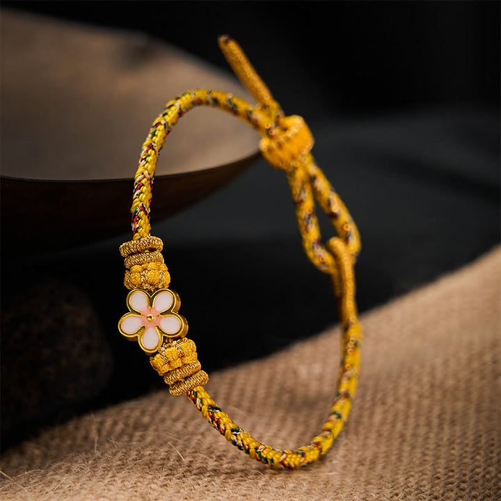 Buddha Stones 黄色の編み込みロープの花の根源を象徴するブレスレット - image 3