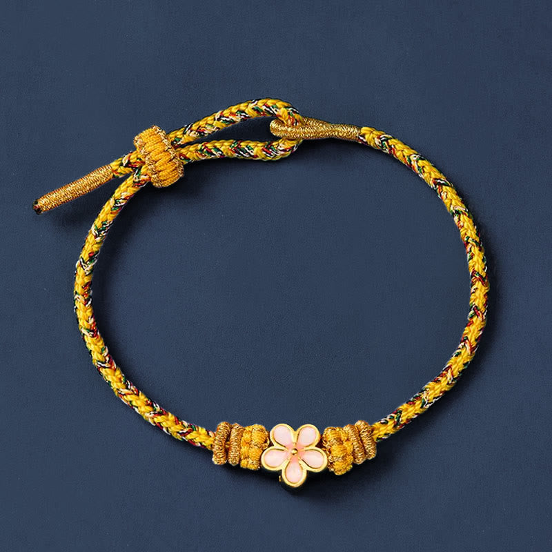 Buddha Stones 黄色の編み込みロープの花の根源を象徴するブレスレット - image 2