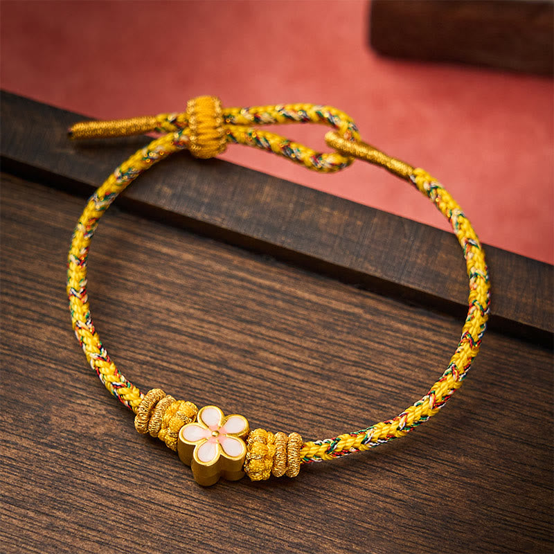 Buddha Stones 黄色の編み込みロープの花の根源を象徴するブレスレット - image 1