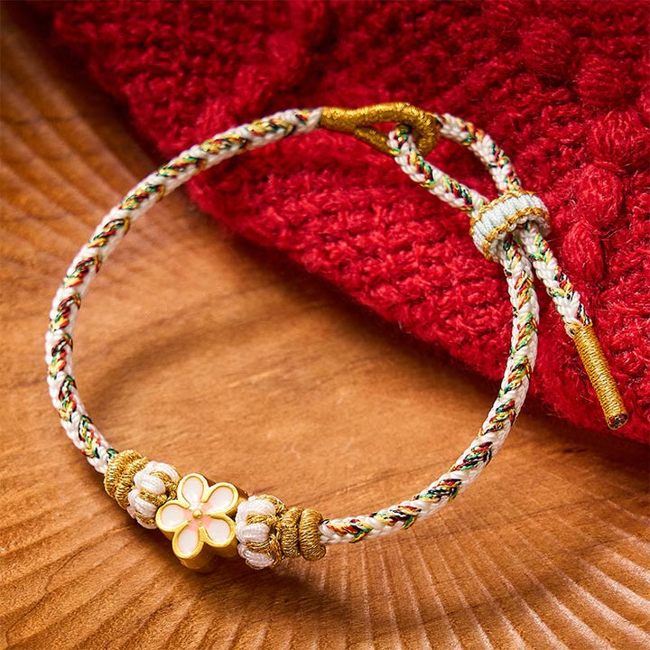 Buddha Stones 白い編み込みロープの花の知識ブレスレット - image 1