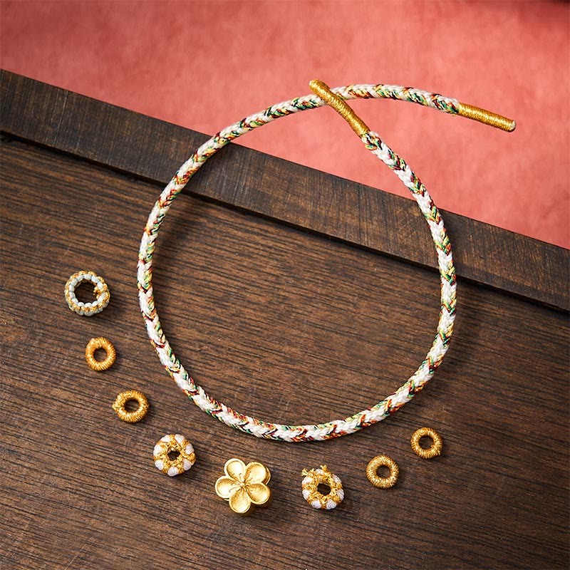 Buddha Stones 白い編み込みロープの花の知識ブレスレット - image 8