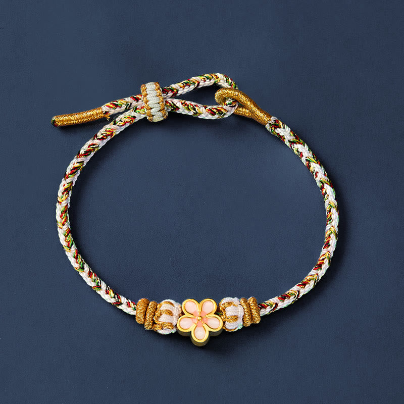 Buddha Stones 白い編み込みロープの花の知識ブレスレット - image 2