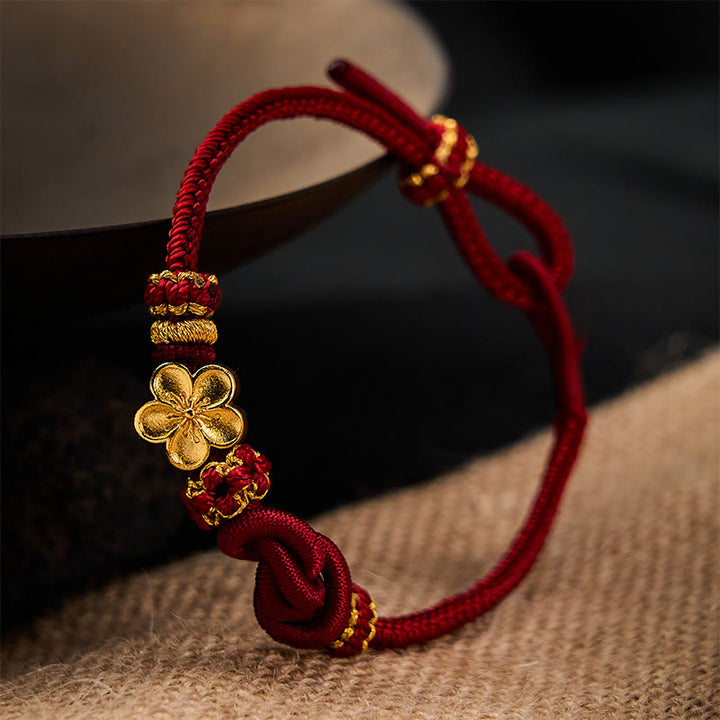 Buddha Stones 花柄の編み込みロープ結び目デザイン、調節可能なブレスレット - image 3