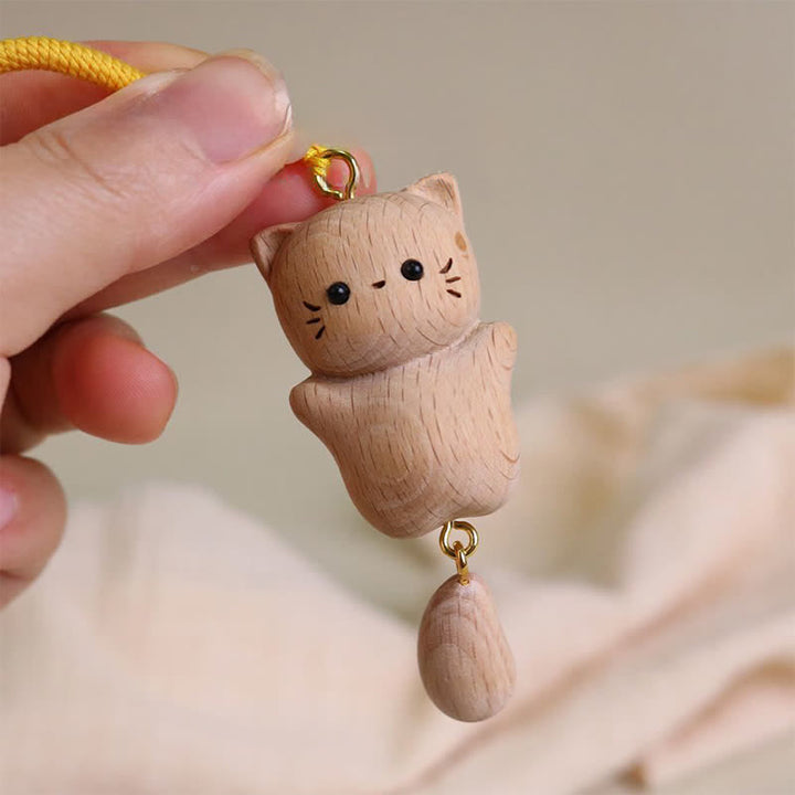 Buddha Stones ブナ材の招き猫ハンドメイドタッセルキーホルダー - image 13