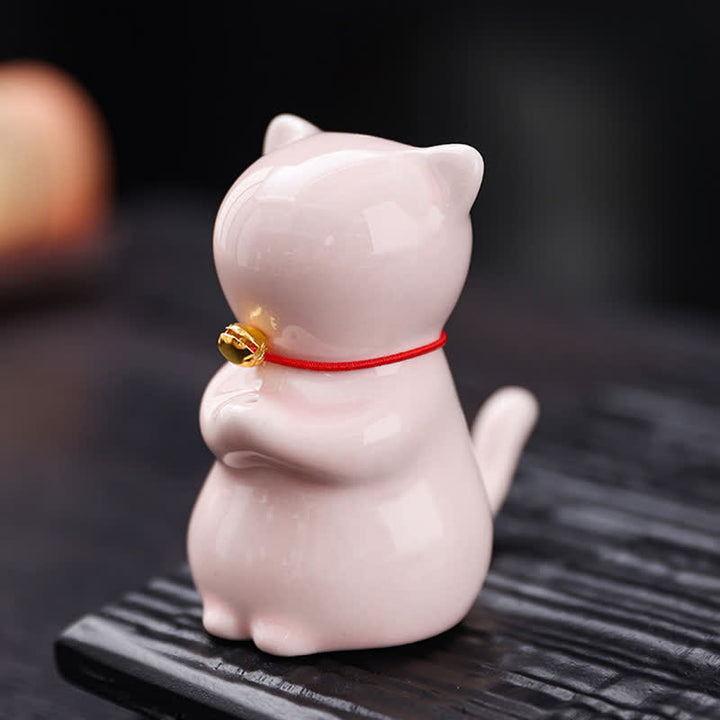 Buddha Stones 灰受け皿付きセラミック製かわいい猫型お香立て（お香は付属しません） - image 8
