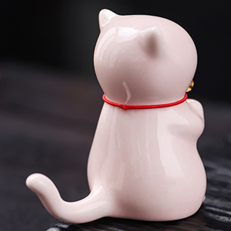 Buddha Stones 灰受け皿付きセラミック製かわいい猫型お香立て（お香は付属しません） - image 9