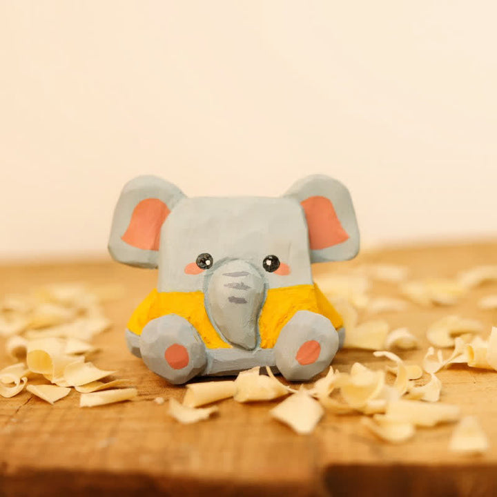 Buddha Stones シナノキ材のかわいい動物の手彫りデスク装飾 - image 9