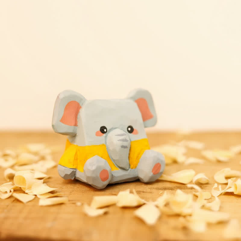 Buddha Stones シナノキ材のかわいい動物の手彫りデスク装飾 - 象（力♥知恵） - image 8