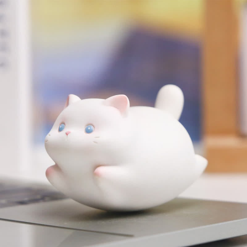 Buddha Stones 樹脂製のかわいいゆらゆら揺れる猫の幸せ漫画動物装飾 - 白猫 - 樹脂（保護♥安定エネルギー） - image 6