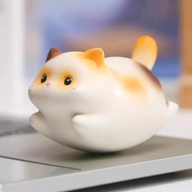 Buddha Stones 樹脂製のかわいいゆらゆら揺れる猫の幸せ漫画動物装飾 - image 1