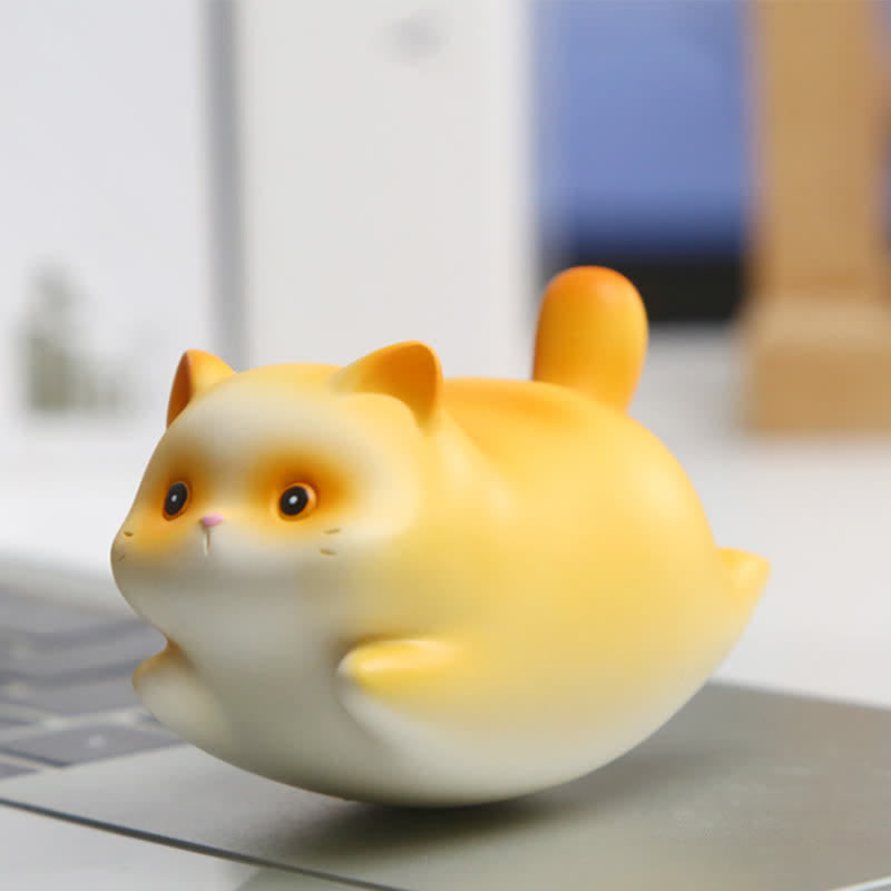 Buddha Stones 樹脂製のかわいいゆらゆら揺れる猫の幸せ漫画動物装飾 - オレンジキャット - 樹脂（保護♥安定エネルギー） - image 12