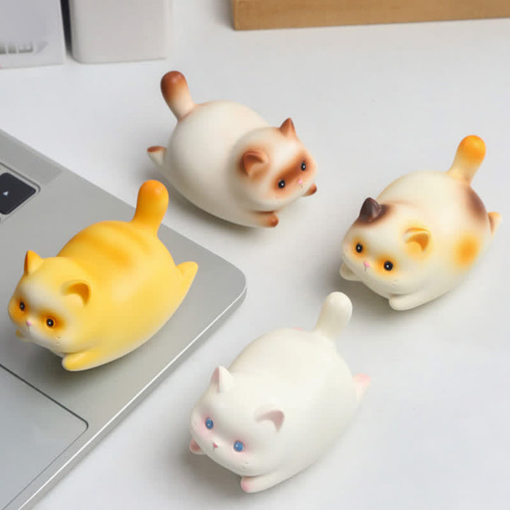 Buddha Stones 樹脂製のかわいいゆらゆら揺れる猫の幸せ漫画動物装飾 - image 5