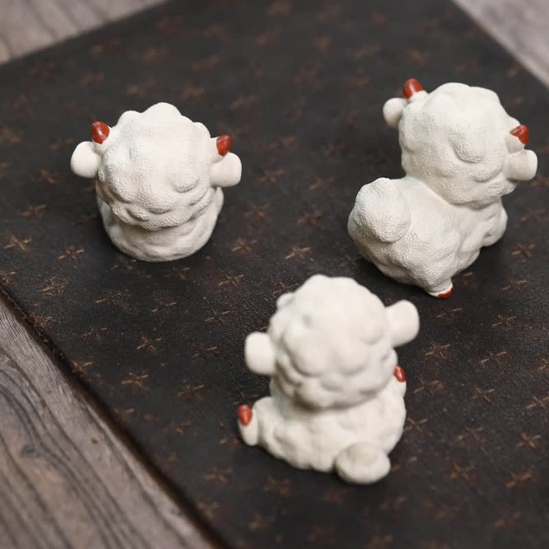 Buddha Stones 紫粘土の中国干支かわいい羊の幸運のお茶ペット装飾 - image 11