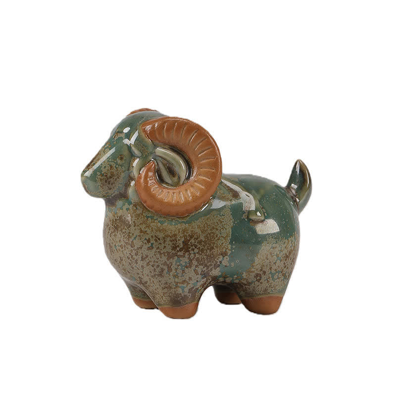 Buddha Stones 窯焼き釉薬陶器 中国十二支 羊豊かさかわいい動物装飾 - image 11