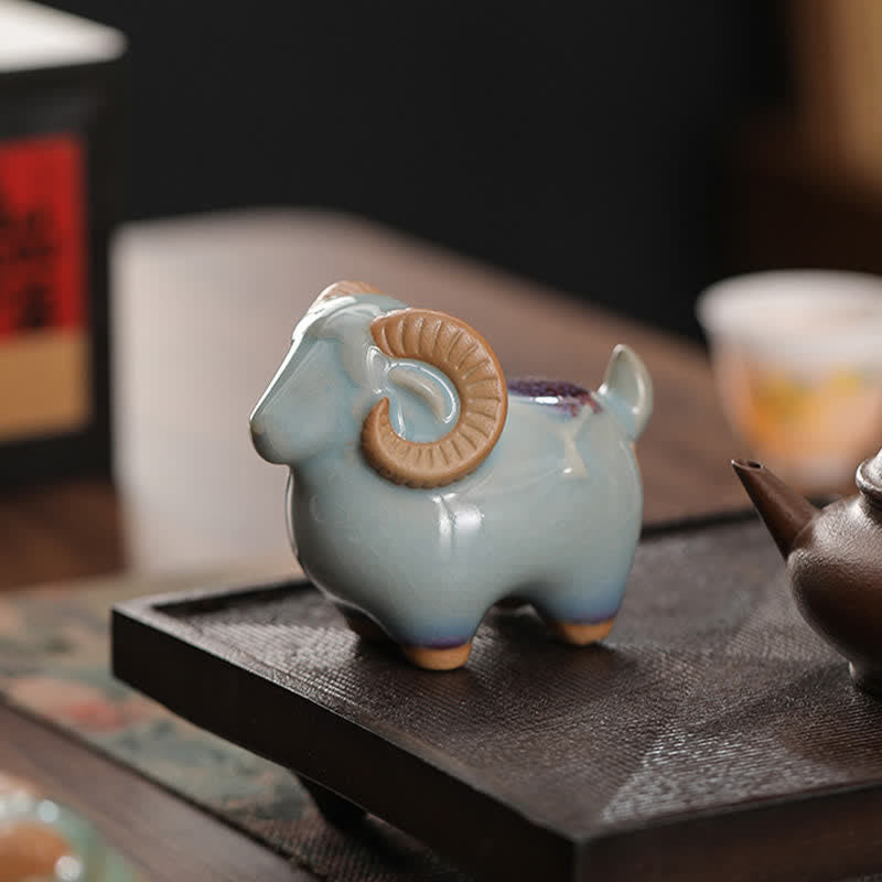 Buddha Stones 窯焼き釉薬陶器 中国十二支 羊豊かさかわいい動物装飾 - image 16