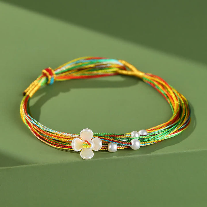 Buddha Stones 色とりどりの粽子型チャームと桃の花をモチーフにした連結ブレスレット - 桃の花 - image 0