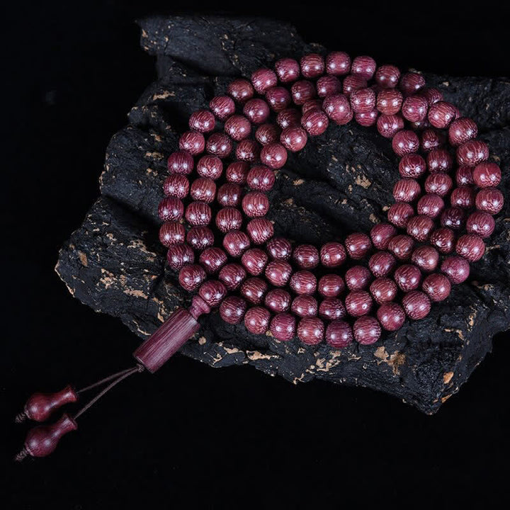 Buddha Stones 天然ペルトギネひょうたん108マーラー数珠 - 竹製ジョイント - 8mm - image 12