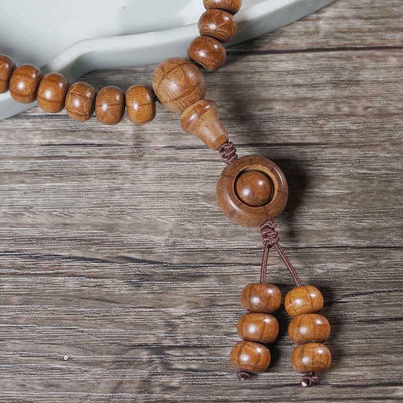 Buddha Stones 天然アベリアビフローラ木材保護108マーラー数珠 - image 8